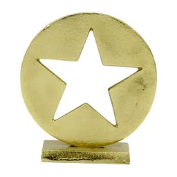 Hind Decor Aluminium Hollow Star Circle Wooden Base Showpiece-image-22