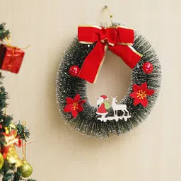 eCraftIndia Black & Red Wreath with Santa Claus Christmas Decor-picture-28
