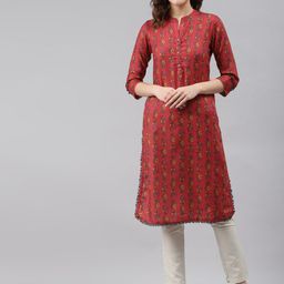 Rangriti Women Red Floral Printed Kurta-picture-9