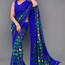 anand sarees Printed, Geometric Print, Polka Print Daily Wear Georgette Saree image 3