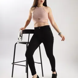 zayla Women Skinny High Rise Black Jeans image 5