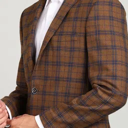 park avenue Men Checkered Single Breasted Formal Blazer image 5
