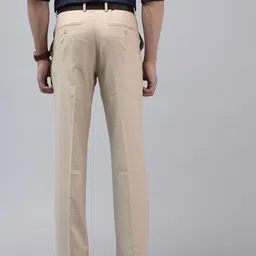 van heusen Men Slim Fit Beige Polyester Trousers image 3