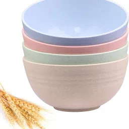 nilzone Plastic Serving Bowl Plastic Unbreakable Wheat Straw Bowl Microwave Cereal Bowl for Salad,Soup,Snack-picture-12