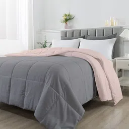 RAZZAI Peach-Coloured & Grey Microfiber Mild Winter 210 GSM Single Bed Comforter image 4