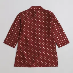 The Magic Wand Boys Polka Dots Printed Mandarin Collar Pure Cotton A-Line Kurta image 3