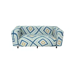 HOUSE OF QUIRK Blue Printed Single Seater Sofa Cover image 2