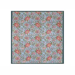 Texstylers Blue & Peach-Coloured Ethnic Motif Anti-Slip Cotton 4-Seater Square Table Cover image 3