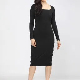 tokyo talkies Women Bodycon Black Knee Length Dress-picture-11