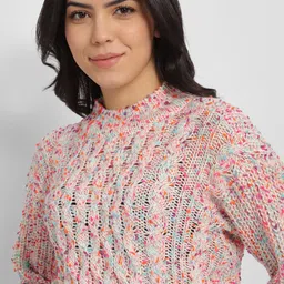 Allen Solly Woman Cable Knit Self Design High Neck Pullover image 4