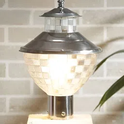 DENICRAAS Set Of 3 Grey & Cream-Colored Textured Outdoor Lamp image 2