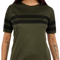 oishee Women Printed Round Neck Polyester Dark Green T-Shirt-picture-25