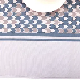 ZEBA Grey & Pink Printed 6-Seater Table Runner image 3