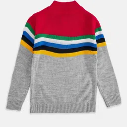 Pantaloons Junior Boys Grey & Red Colourblocked Pullover image 2