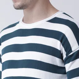 Club York Men Teal & White Striped Pullover image 2