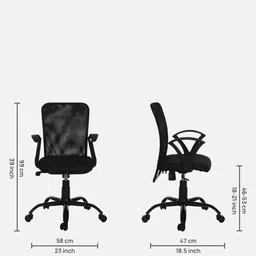 realchairs Mesh, Cotton Blend, Fabric Office Adjustable Arm Chair image 5