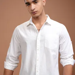 highlander Men Slim Fit Solid Spread Collar Casual Shirt-picture-22