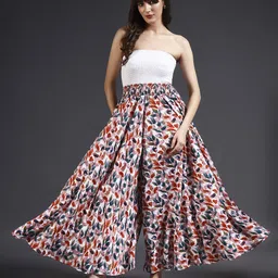 Women Flared Green, Red, Multicolor Viscose Rayon Trousers-image-12