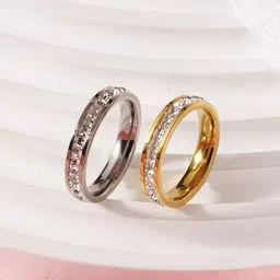 AQUASTREET 18K Rhodium-Plated Cubic Zirconia-Studded Finger Ring image 3