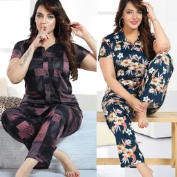 sidwa Women Night Suit Set Multicolor Printed-picture-13