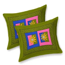 UNIQCHOICE Green & Pink Printed Cotton 120 TC Queen Bedsheet with 2 Pillow Covers image 3