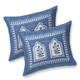 UNIQCHOICE White & Blue Ethnic Motifs Pure Cotton 120 TC Queen Bedsheet & 2 Pillow Covers image 3