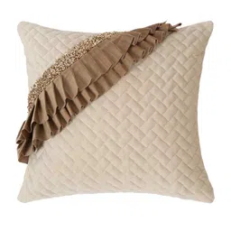 hosta homes Cream Velvet Abstract 16X16 Inches Cushion Covers (Pack of 2) image 3