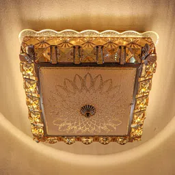 baslash Elegant Crystal Flush Mount Ceiling Light - Square LED Ceiling Lamp for Bedroom Chandelier Ceiling Lamp image 2