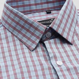 Hancock Modern Slim Fit Micro Checked Spread Collar Pure Cotton Formal Shirt image 5