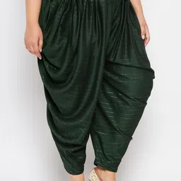 CLORA CREATION PLUS Women Striped Pleated Detailed Dhoti Pants image 2