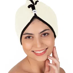 Softspun Microfiber White & Black Anti-Bacterial 300 GSM Hair Drying Wrap Towel image 4
