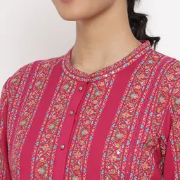 W Women Fuchsia & Pink Ethnic Motifs Ethnic A-Line Midi Dress image 2