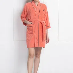 Nautica Pack Of 2 Solid Pure Cotton Bath Robe With Belt image 3