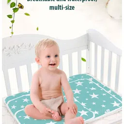 SYGA Kids Blue & White Printed Bed Dry Sheet Medium image 4