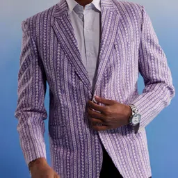 SHVAAS by VASTRAMAY Printed Single Breasted Pure Cotton Slim-Fit Blazer image 4