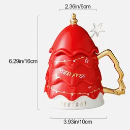 Little Surprise Box LLP  Red Christmas Tree Style Cup With Lid & Spoon 330 ml image 2