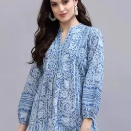 aavira Casual Regular Sleeves Printed Women Blue Top image 2