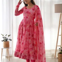 vastraangi Floral Print Georgette Stitched Anarkali Gown image 4