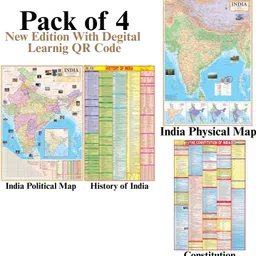 gajalakshmii finances Pack of 4 Maps – india Political, india Physical, Constitution & History of india | 28x40 Inch (70x100 cm), 90 GSM Thick Paper, Soft English Medium, Extra Quality Print, QR Code, SSC, UPSC, Competitive Exam Study Maps Paper Print-picture-33