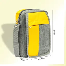 rockzone Grey, Yellow Men & Women Sling Bag - Medium GREY YELLOW SLING BAG image 3