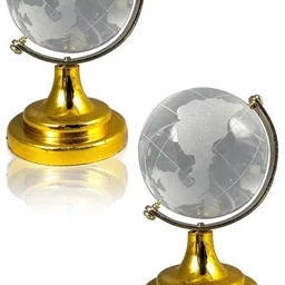 stupefying Crystal Globe Showpiece for Good Luck/Office Table Decor(Pack of 2) Table Decor Vastu Fengshui Globe Decor World Globe-picture-10