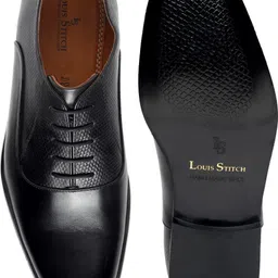 louis stitch Italian Genuine Leather Black Formal Lace Up Derby Shoes for Men (EUPLDY) UK 11 Derby For Men image 2