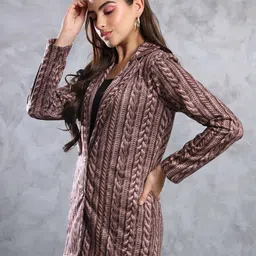 tandul FLEECE BLEND Printed Coat For Women image 5