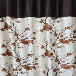 aadi traders coffee Polyester Floral and Solid 9ft Semisheer Eyelet Long Door Curtains (3Pcs) image 3