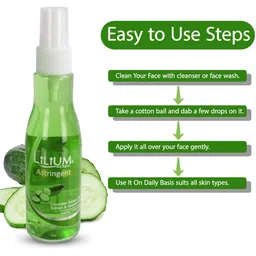 Lilium Herbal Set Of 3 Cucumber Skin Toner For Glowing Skin - 100ml Each image 3