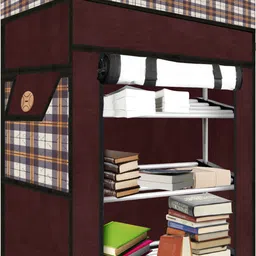 trendy Multipurpose Foldable Wardrobe for Home with Cover | 360 ° Rotating Wheels Metal Semi-Open Book Shelf-picture-26