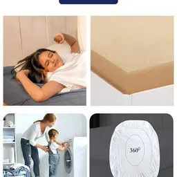 GADDA CO Beige Breathable Elastic Fitted Queen Mattress Protector image 4