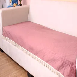 STITCHNEST Peach & Beige Self Design 2 Seater Sofa Cover image 4