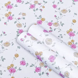 KAAF White & Pink Floral Waterproof Self Adhesive Wallpaper image 3