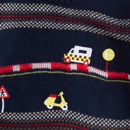 Pantaloons Baby Boys Navy Blue & Red Embroidered Pullover Sweater image 3